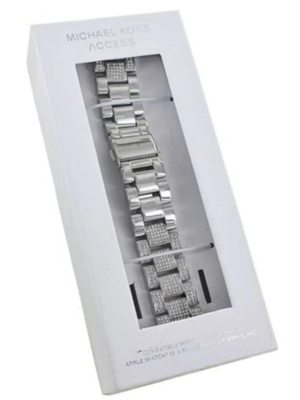 NEW Michael Kors Stainless Steel Pave Silver-Tone Strap Band 38-40mm Apple Watch